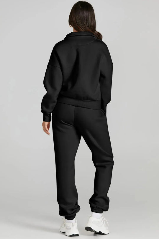 Quarter Zip Top and Drawstring Pants Active Set - ShopEasier