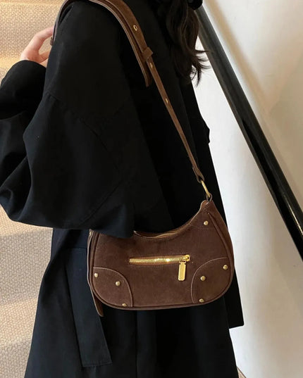 Suede Adjustable Strap Shoulder Bag