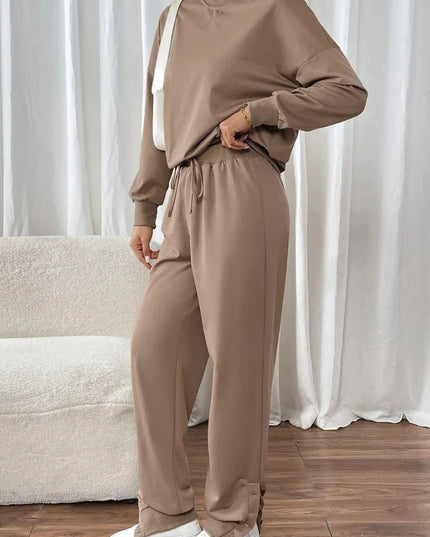 Perfee Women's Drawstring Long Sleeve Top and Pants Set