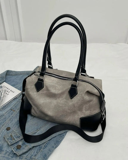 Contrast PU Leather Shoulder Bag