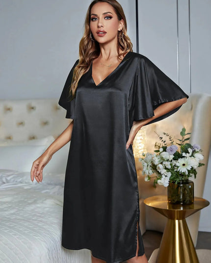 V-Neck Flutter Sleeve Night Dress