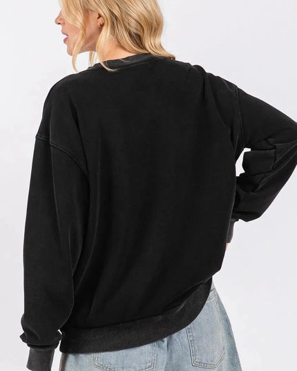 USA Letter Patch Classic Round Neck Sweatshirt by SAGE + FIG