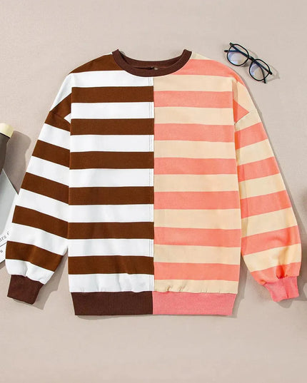 Striped Long Sleeve Crew Neck Sweatshirt