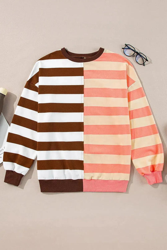 Striped Long Sleeve Crew Neck Sweatshirt