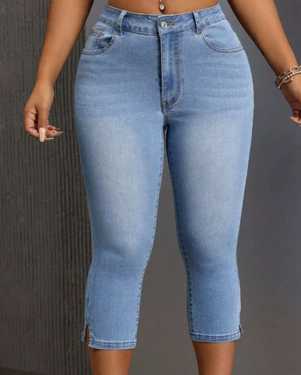 Side Slit Skinny Jeans with Pockets - ShopEasier