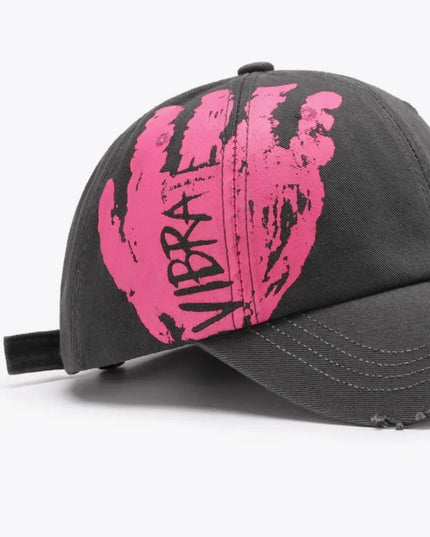 VIBRA Graphic Distressed Adjustable Baseball Cap - ShopEasier