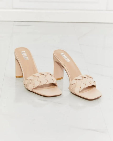 MMShoes Top of the World Braided Block Heel Sandals in Beige