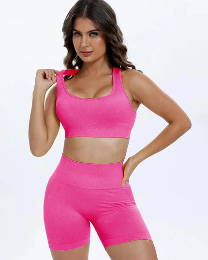 Scoop Neck Wide Strap Top and Shorts Active Set - ShopEasier