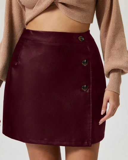 Buttoned High Rise Mini Skirt