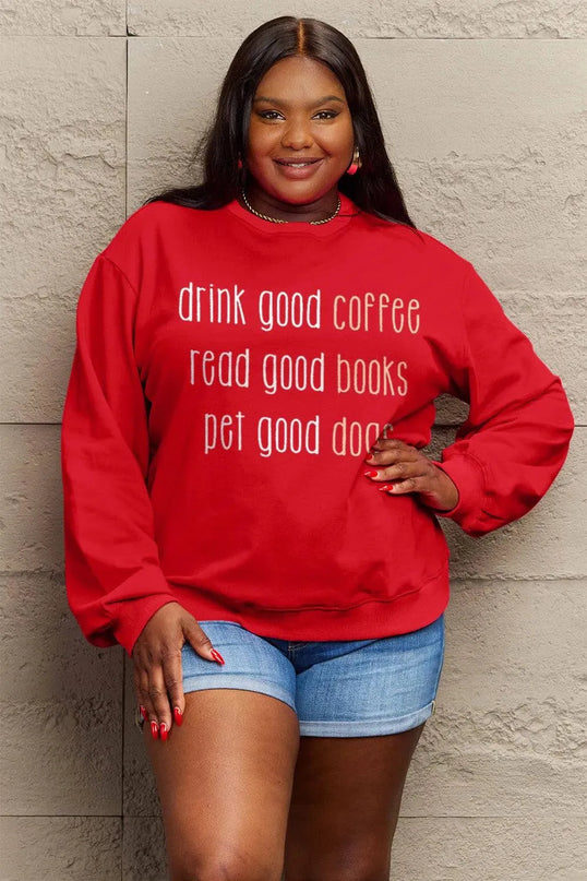 Simply Love Full Size Letter Graphic Round Neck Sweatshirt - ShopEasier