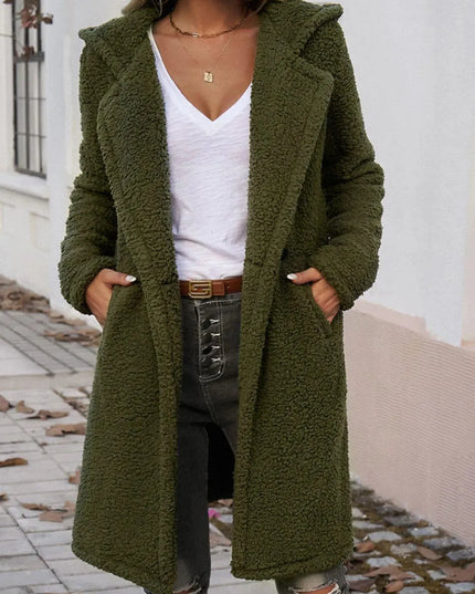 Cozy Button-Up Teddy Coat with Pockets and Hood