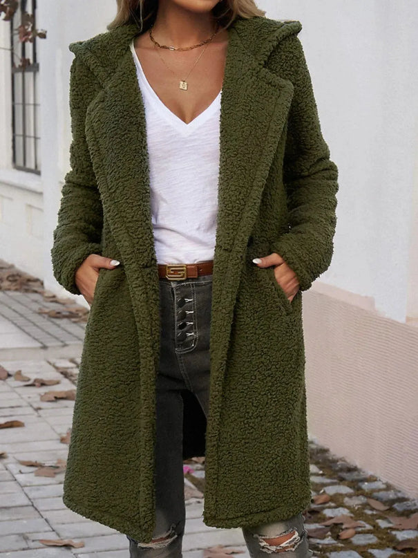 Cozy Button-Up Teddy Coat with Pockets and Hood