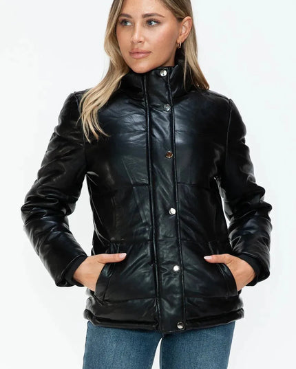 YMI Pocketed Zip Up Turtleneck Puffer Jacket - ShopEasier