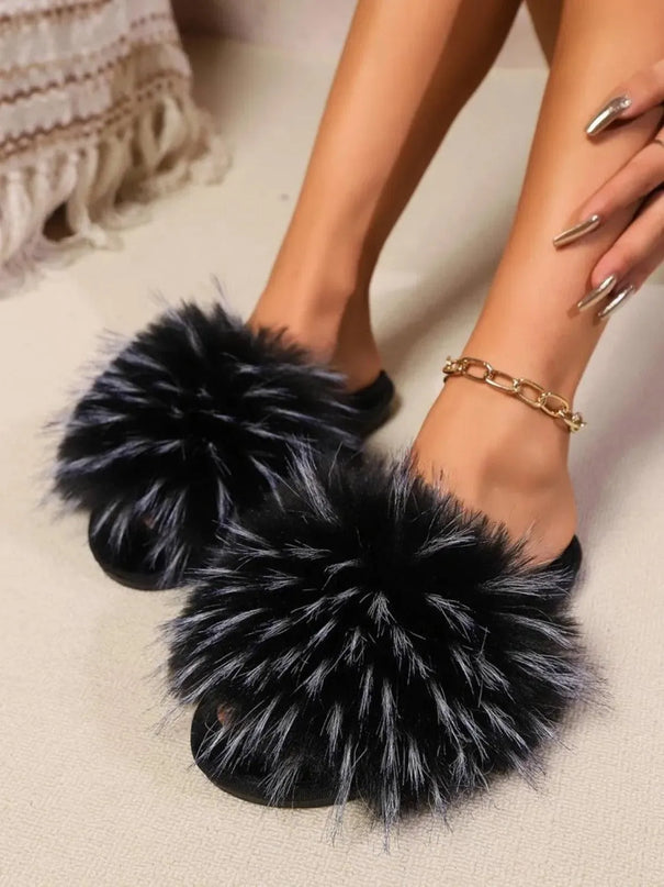 Cozy Open Toe Flat Slippers