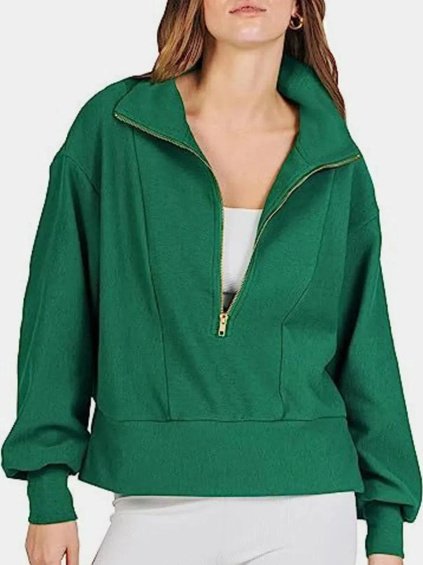 Sudadera con cuello y media cremallera para mayor comodidad y estilo