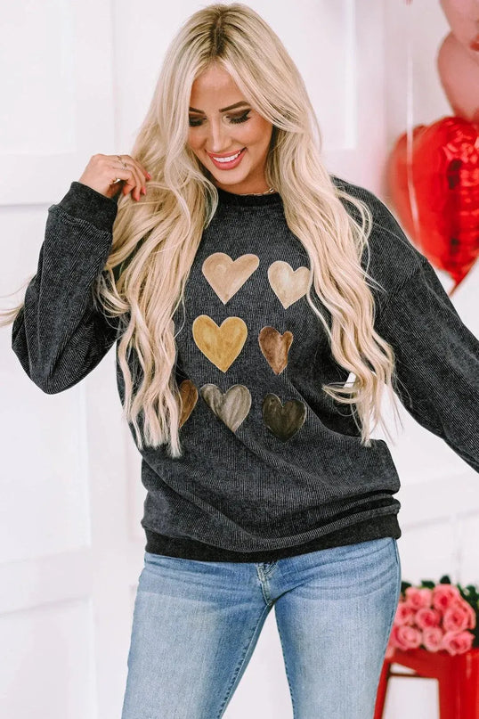 Heart Graphic Dropped Shoulder Sweatshirt