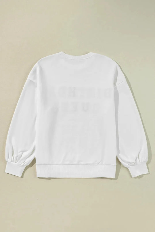 BIRTHDAY QUEEN Sequin Round Neck Long Sleeve Sweatshirt - ShopEasier