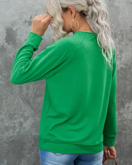 LUCKY Round Neck Raglan Sleeve Sweatshirt - ShopEasier