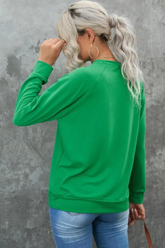 LUCKY Round Neck Raglan Sleeve Sweatshirt - ShopEasier