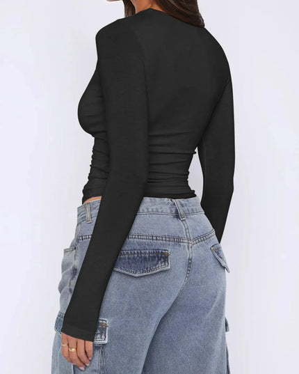 Asymmetrical Ruched Long Sleeve Top