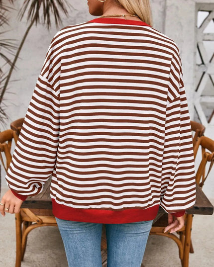 Chic Contrast Striped Long Sleeve Pullover