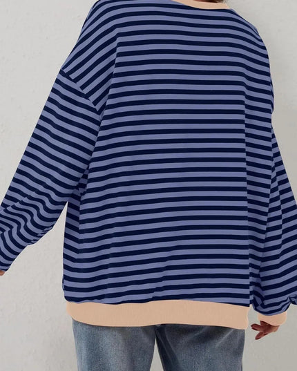 Chic Contrast Striped Long Sleeve Pullover