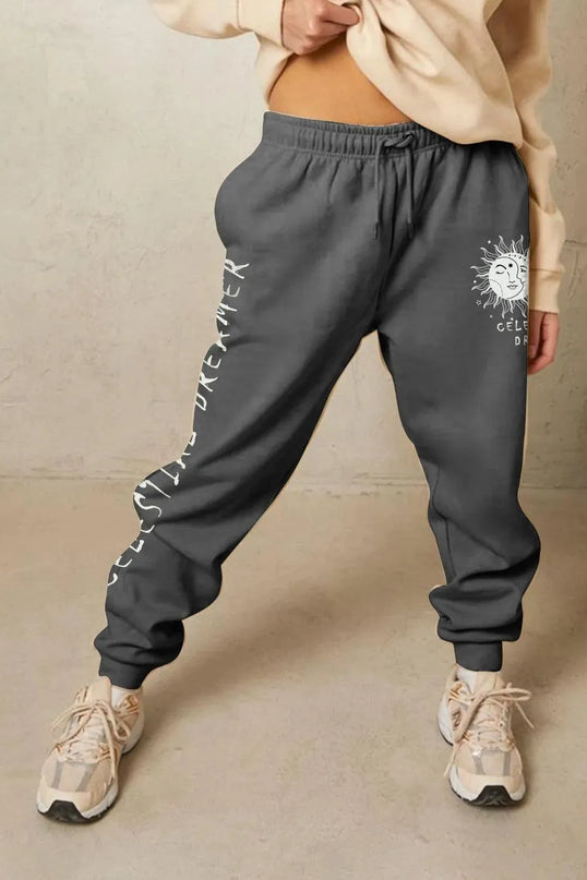 Celestial Dreamer Graphic Sweatpants by Simply Love - Full Size Casual Wear