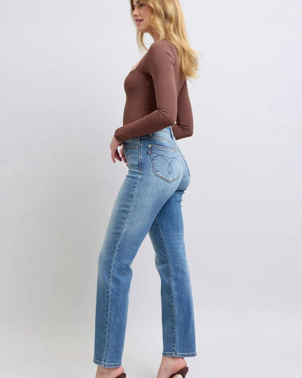 Judy Blue Full Size Wash Thermal Straight Jeans with Pockets - ShopEasier