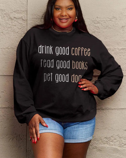 Simply Love Full Size Letter Graphic Round Neck Sweatshirt - ShopEasier