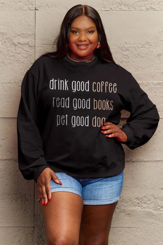 Simply Love Full Size Letter Graphic Round Neck Sweatshirt - ShopEasier