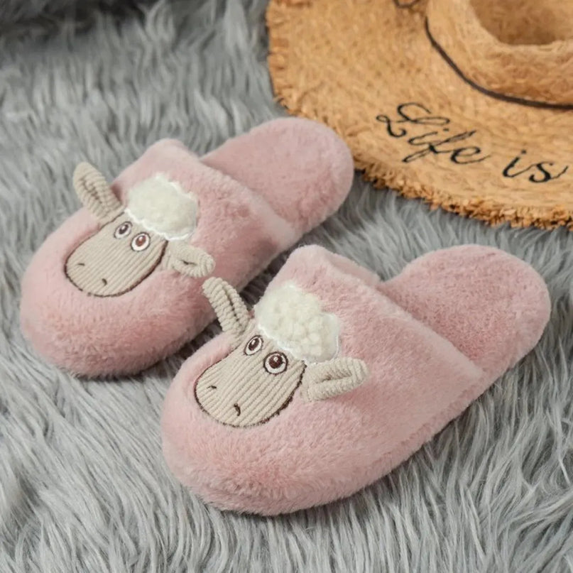 Cozy Cotton Sheep Slippers with Round Toe