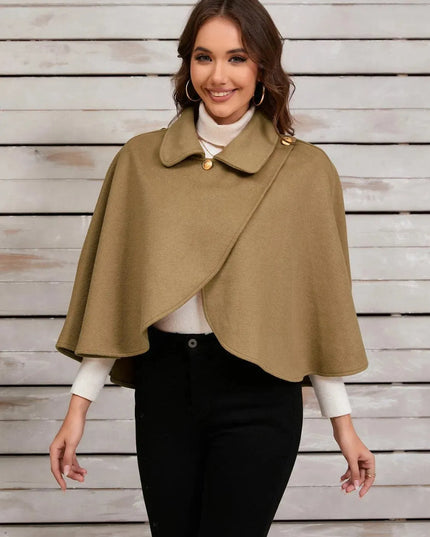 Collared Neck Cropped Cape - ShopEasier