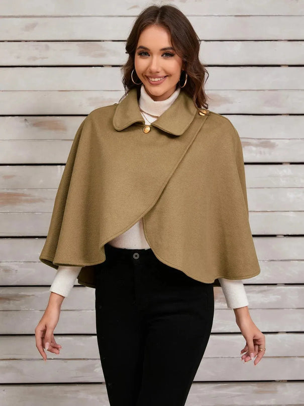 Collared Neck Cropped Cape - ShopEasier