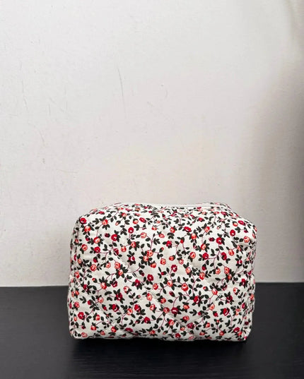 Quilted Floral Clutch with Checkered Interior