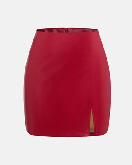 Zippered Slit Mini Skirt