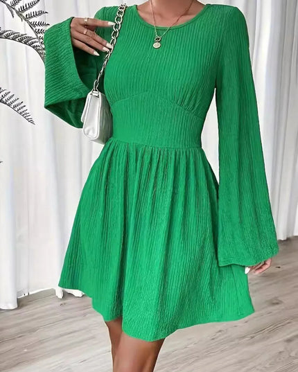 Round Neck Flare Sleeve Mini Dress