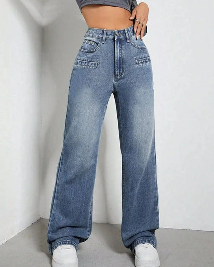 High Rise Wide Leg Jeans with Pockets - ShopEasier