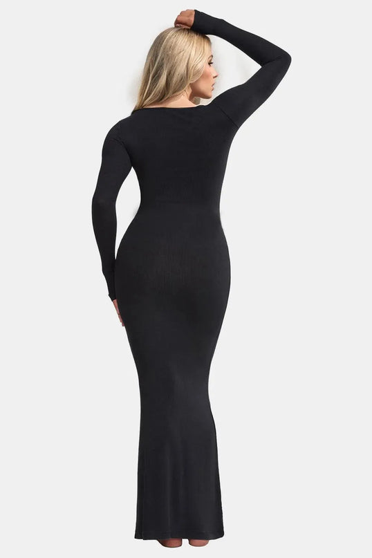 Basic Bae Built-In Shapewear Square Neck Long Sleeve Maxi Dress - ShopEasier