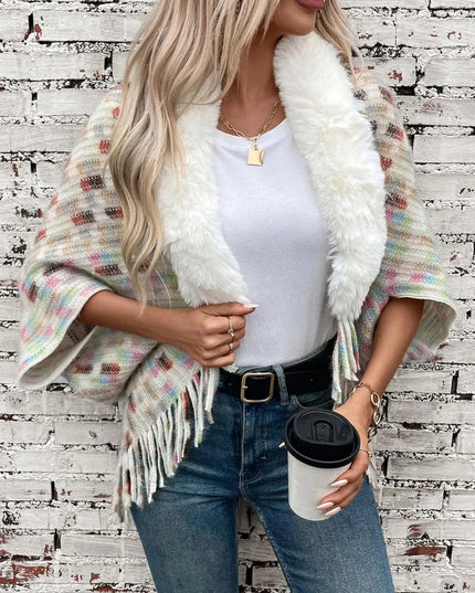 Fringed Fuzzy Open Front Cape