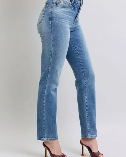 Judy Blue Full Size Wash Thermal Straight Jeans with Pockets - ShopEasier