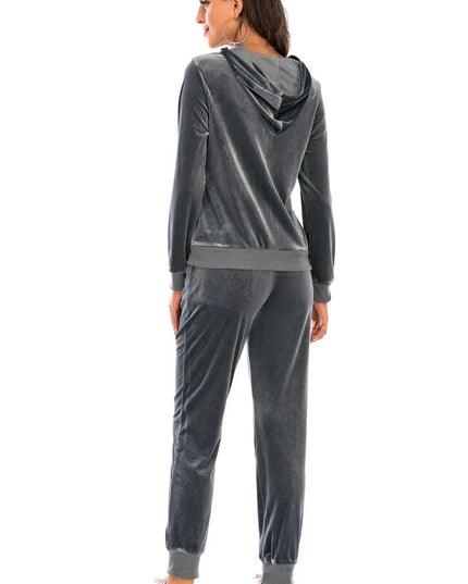 Hooded Zip-Up Jacket and Trousers Ensemble