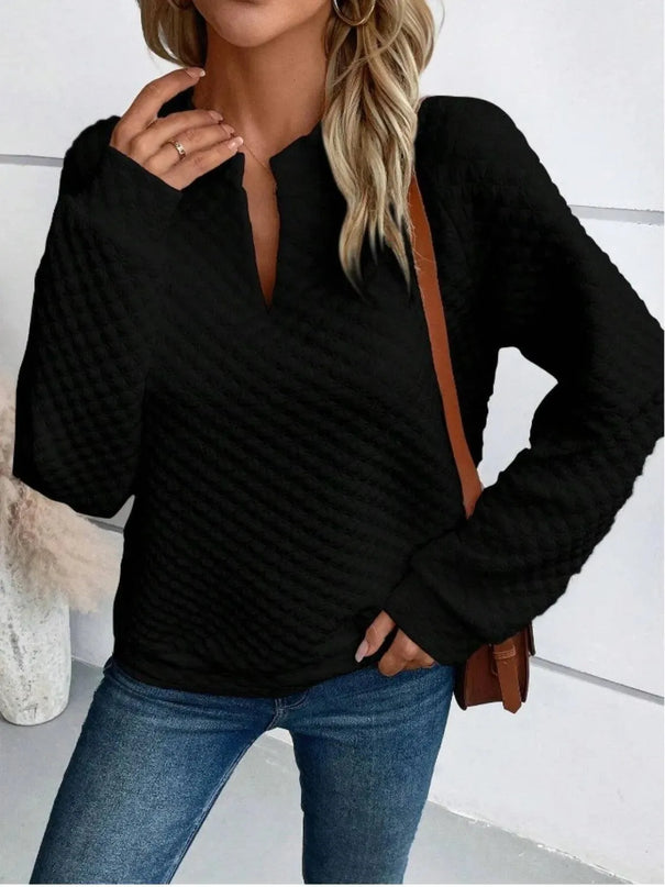 Notched Sleeve Basic Sweatshirt