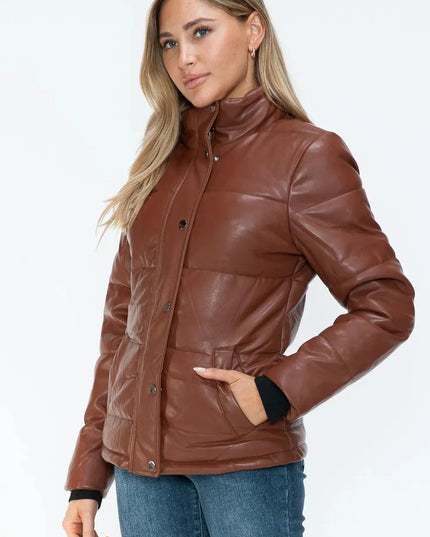 YMI Pocketed Zip Up Turtleneck Puffer Jacket - ShopEasier