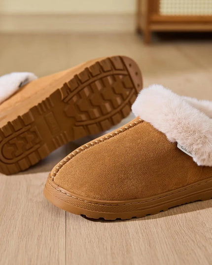 Cozy Faux Fur Platform Slippers with Round Toe