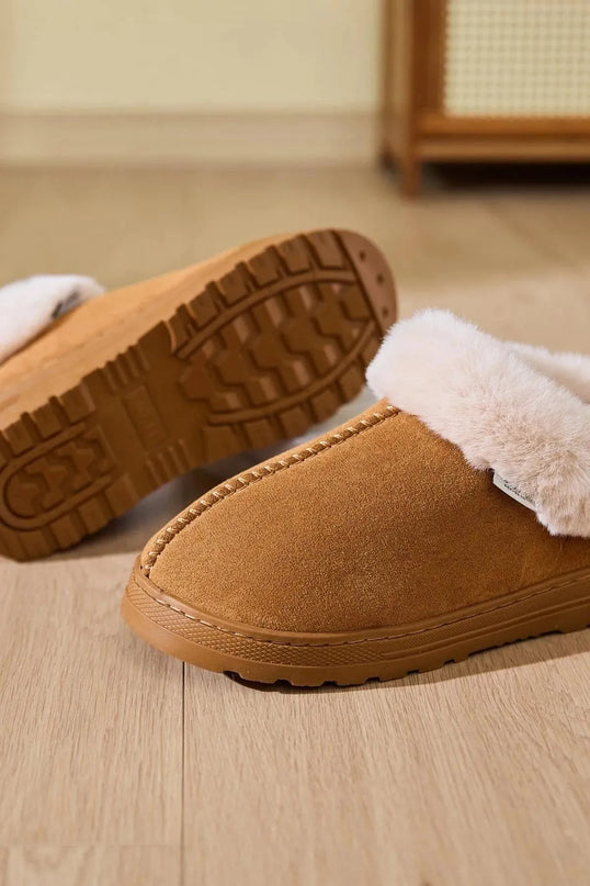 Cozy Faux Fur Platform Slippers with Round Toe