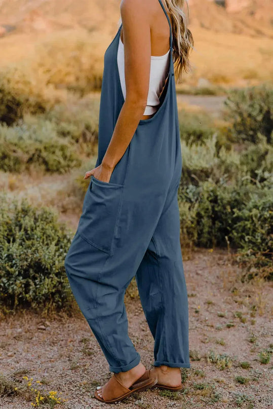 Double Take Full Size V-Neck Sleeveless Jumpsuit with Pockets - ShopEasier