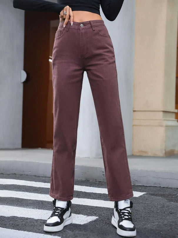 Straight Leg Jeans with Pockets - ShopEasier