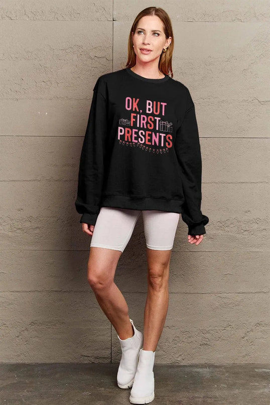 Simply Love Full Size Letter Graphic Long Sleeve Sweatshirt - ShopEasier