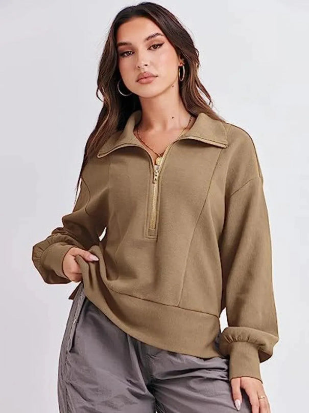 Collared Half Zip Sweatshirt for Comfort and Style