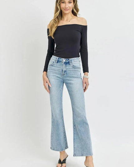 RISEN Full Size High Rise Ankle Flare Jeans - ShopEasier